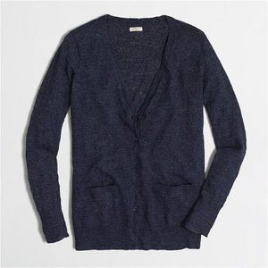 J.Crew Airspun Linen Button Down Cardigan Sweater Navy Blue Heather Small